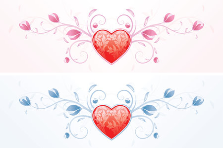 Floral Valentine's Day heart in two color for Your desingのイラスト素材