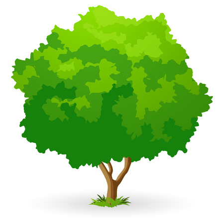 Green Tree Icon with grass isolated on whiteのイラスト素材