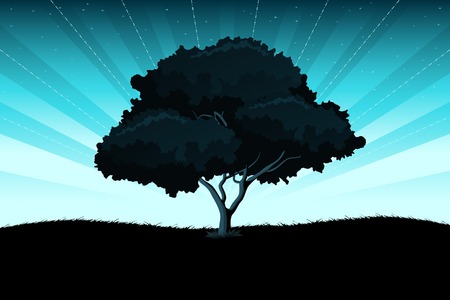 Amazing landscape with tree sunrays and skyのイラスト素材