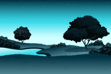 Amazing landscape with trees lake and skyのイラスト素材