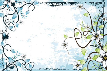 Abstract grunge vector floral background with leavesのイラスト素材