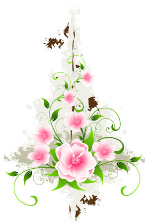 Grunge Abstract Background with flowers and leaves for your designのイラスト素材