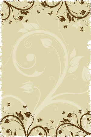 Abstract Grunge Background with flowers and butterfly for your designのイラスト素材