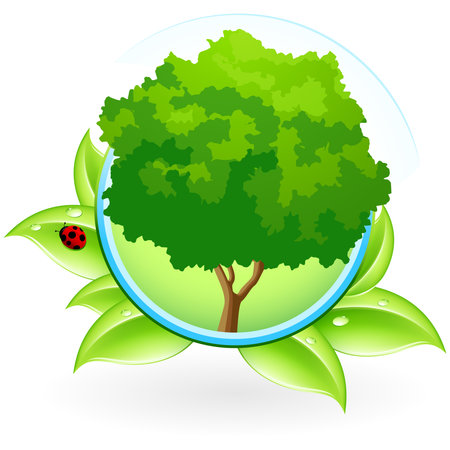 Green ecology icon with leaves and Tree for your designのイラスト素材