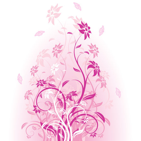 Abstract Background with flowers and butterfly for your designのイラスト素材
