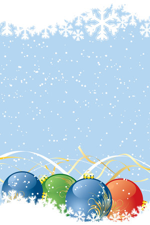 Christmas background with snow and balls for your designのイラスト素材