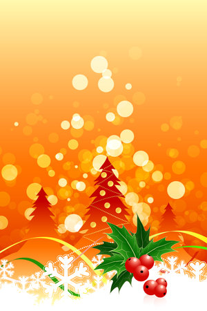 Christmas background with Christmas tree and mistletoe for your designのイラスト素材