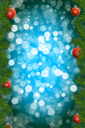Christmas background with Christmas fir and balls for your designのイラスト素材