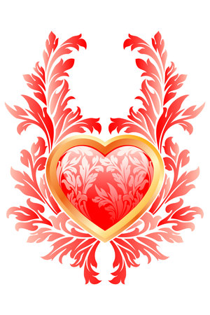Floral Valentine's day Heart isolated on whiteのイラスト素材