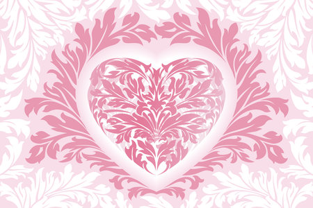 Abstract Floral Valentine's day Heart in pink colorのイラスト素材