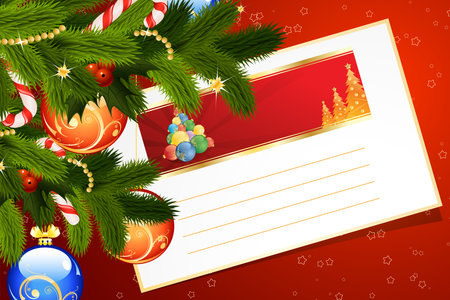 Christmas Card with fir-tree decoration and season's greetings for your designのイラスト素材