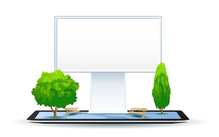 Empty Billboard with Trees and benches on Tablet Computer
のイラスト素材