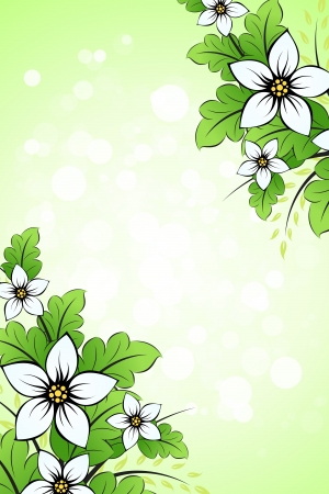 Floral background with sparkles in green colorのイラスト素材