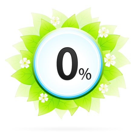 0% Icon with Leaves and Flowersのイラスト素材