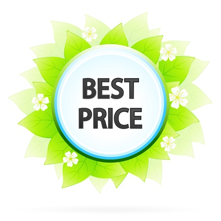 Best Price Symbol with Leaves and Flowersのイラスト素材