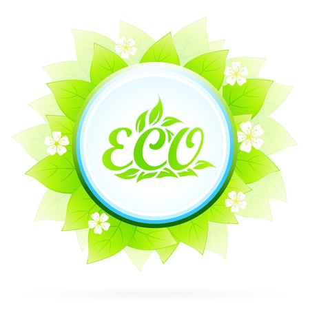 ECO Symbol with Leaves and Flowersのイラスト素材
