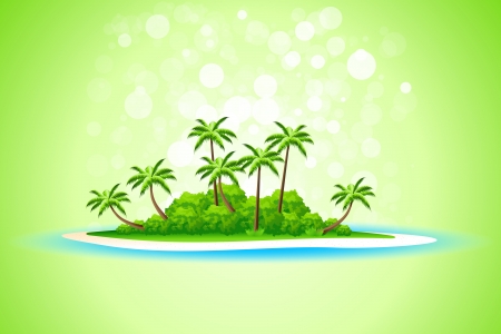 Background with Tropical Island and Palm Treesのイラスト素材