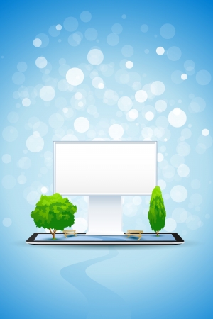 Blue Business Background with Empty Billboard on Tablet Computerのイラスト素材
