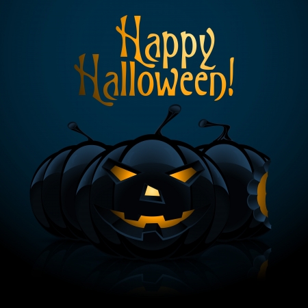 Halloween Background with Three Pumpkins on Dark Backgroundのイラスト素材