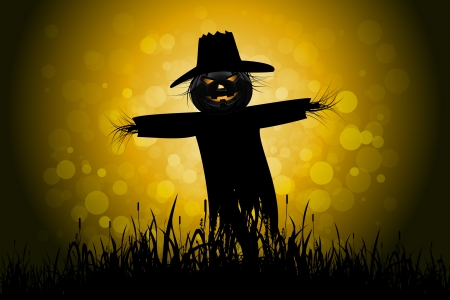Halloween Background with Scarecrow and Grassのイラスト素材