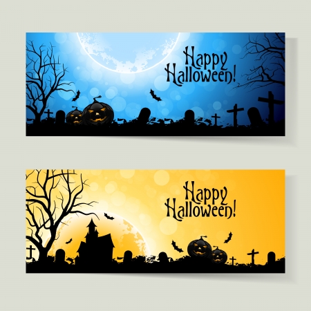 Set of Horizontal Halloween Bannersのイラスト素材