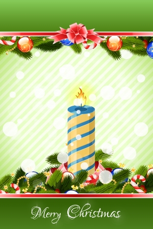 Merry Christmas Greeting Card Decorations and Candleのイラスト素材