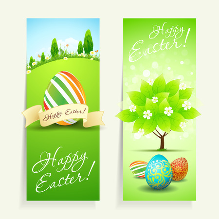 Set of Two Easter Cards with Decorated Eggsのイラスト素材