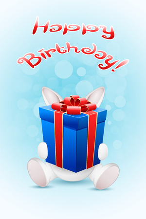 Happy Birthday Card withRabbit and  Giftのイラスト素材