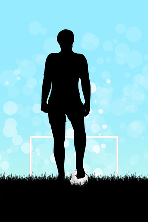 Soccer Poster with Player and Ball on Gridiron, element for designのイラスト素材