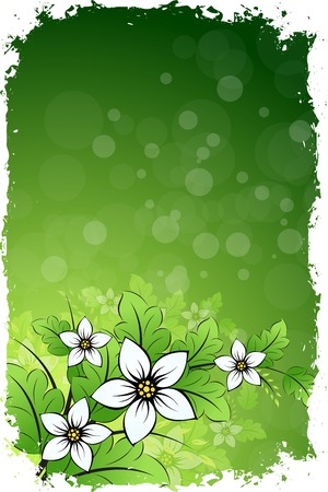 Grungy Floral background with green colorのイラスト素材