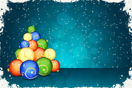 Grungy Christmas Greeting Card with Christmas Ballsのイラスト素材