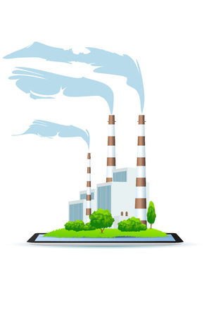 Power Plant on Tablet Icon isolated on white backgroundのイラスト素材