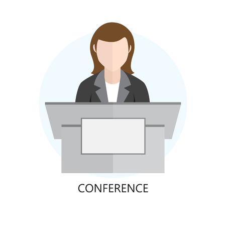 Conference Icon Flat Design Concept Isolated on White Backgroundのイラスト素材