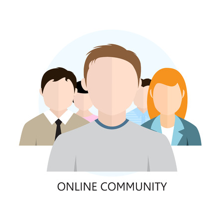 Online Community Icon Flat Design Isolated on Whiteのイラスト素材
