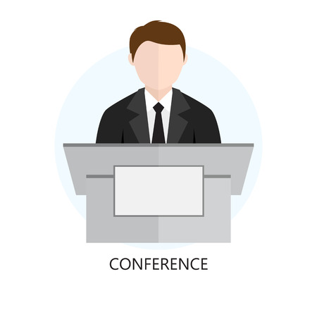 Conference Icon Flat Design Concept Isolated on White Backgroundのイラスト素材