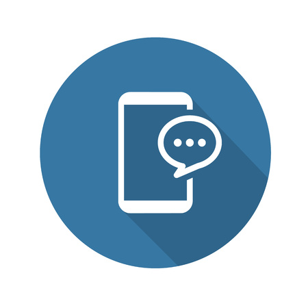 Flat Phone Message Icon. Long Shadow. Isolated.のイラスト素材
