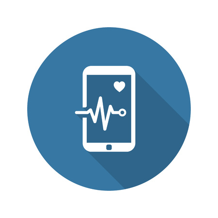 Mobile Monitoring and Medical Services Icon. Flat Design. Isolated. Long Shadow.のイラスト素材