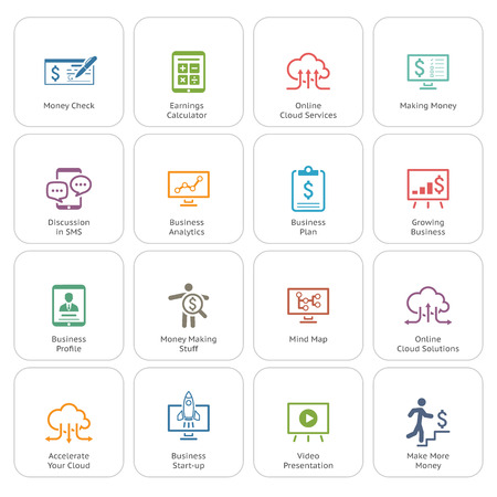 Business & Money Icons Set. Flat Design. Isolated.のイラスト素材