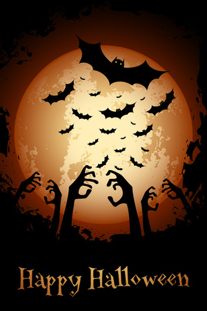 Halloween Poster. Grungy Background. Holiday Card.のイラスト素材