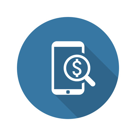 M-Commerce Icon. Business Concept. Flat Design. Isolated Illustration. Long Shadow.のイラスト素材