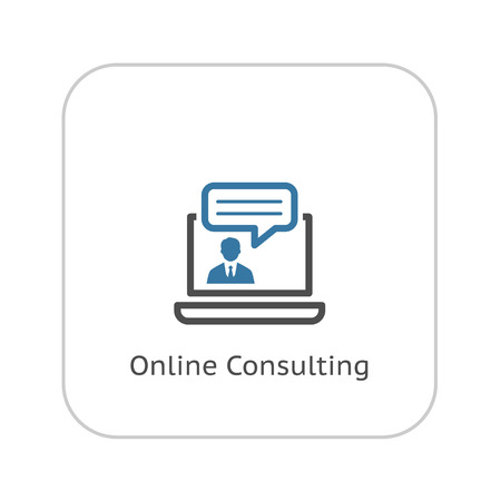 Online Consulting Icon. Business Concept. Flat Design. Isolated Illustration.のイラスト素材