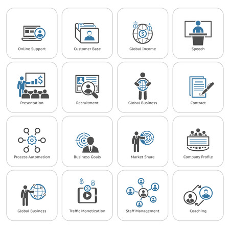 Business and Finances Icons Set. Flat Design. Isolated Illustration.のイラスト素材