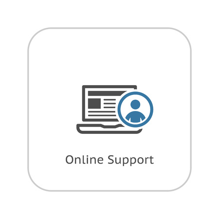 Online Support Icon. Business Concept. Flat Design. Isolated Illustration.のイラスト素材