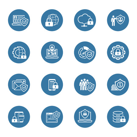 Flat Design Protection and Security Icons Set.  Isolated Illustration.のイラスト素材