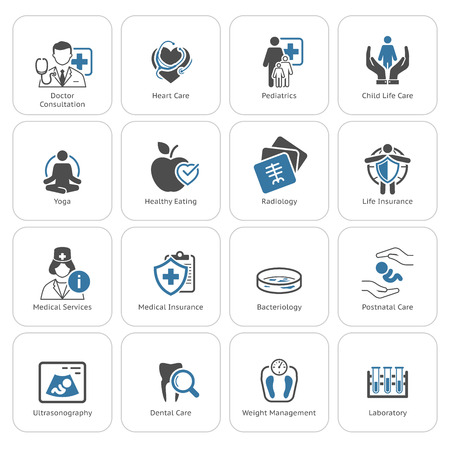 Medical and Health Care Icons Set. Flat Design. Isolated Illustration.のイラスト素材