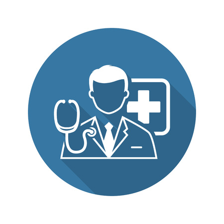 Doctor Consultation Icon with Shadow. Flat Design. Isolated.のイラスト素材
