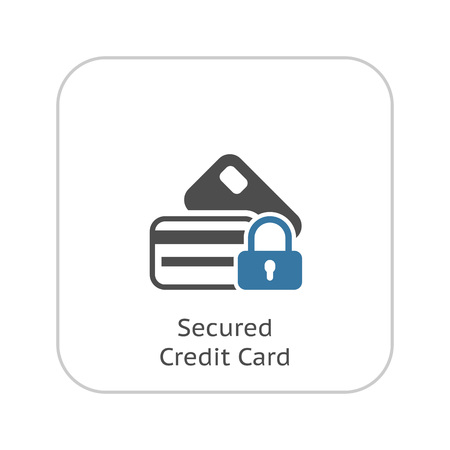 Secured Credit Card Icon. Flat Design. Business Concept. Isolated Illustration.のイラスト素材