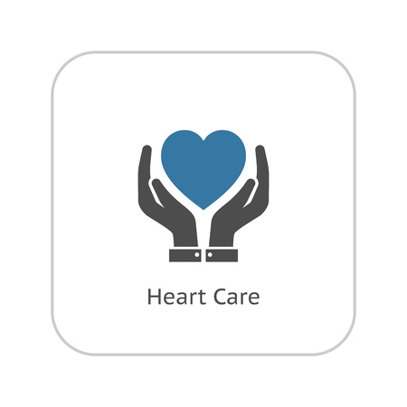 Heart Care Icon with Hands. Flat Design Isolated.のイラスト素材