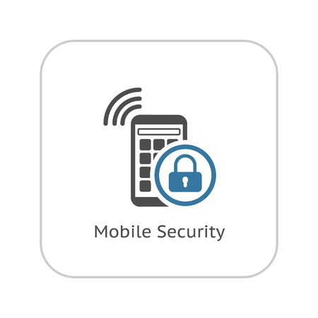 Mobile Security Icon. Flat Design. Business Concept Isolated Illustration.のイラスト素材