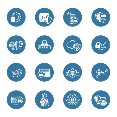 Flat Design Protection and Security Icons Set.  Isolated Illustration.のイラスト素材